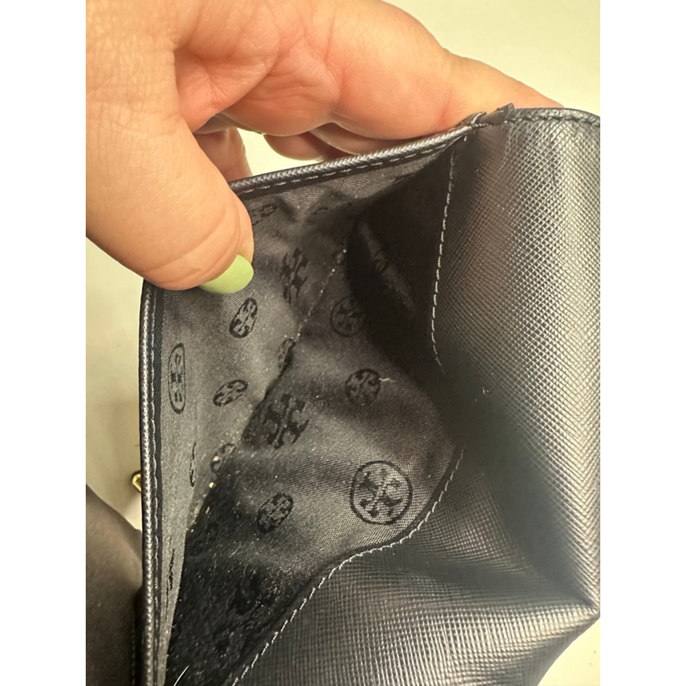 Women's Tory Burch Black Wallet with Gold Chain One Size - Picture 8 of 14